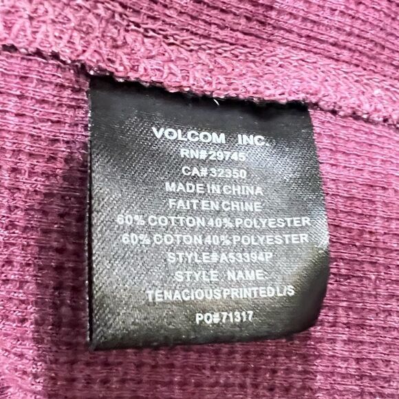 Volcom Tenacious Printed Long Sleeve Henley Top Men’s Large - Picture 3 of 3